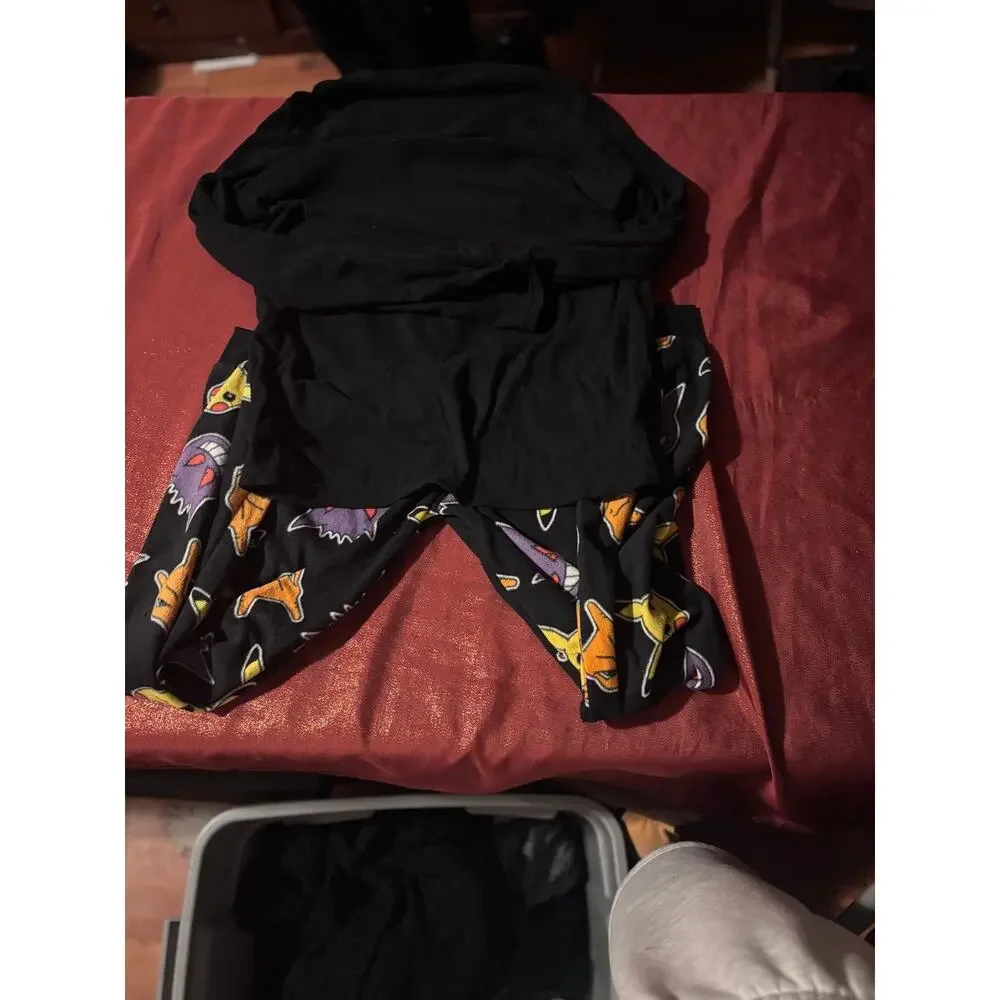 Pokemon Pajama Set Youth 14-15Y Black Pikachu Gengar Charizard Gyarados Graphic